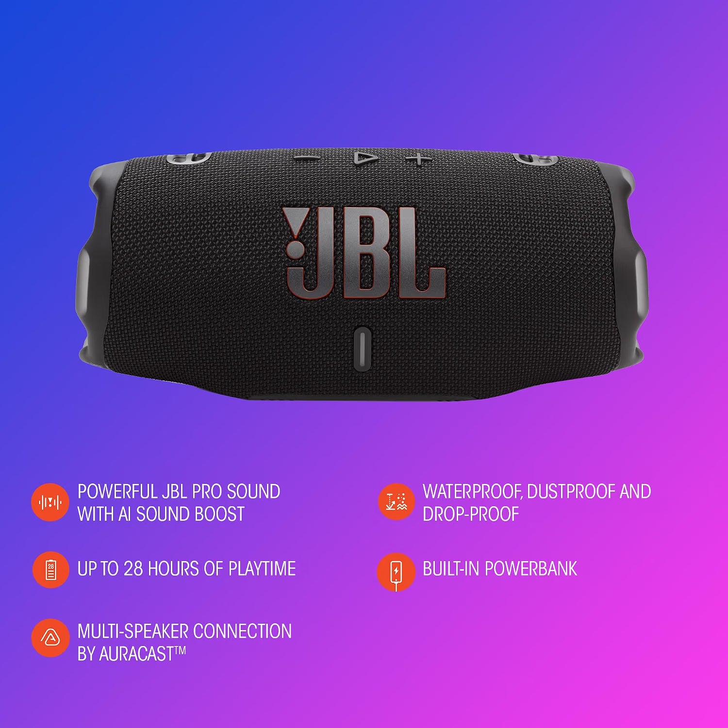 JBL Charge 6, Wireless Portable Bluetooth Speaker, Camouflage